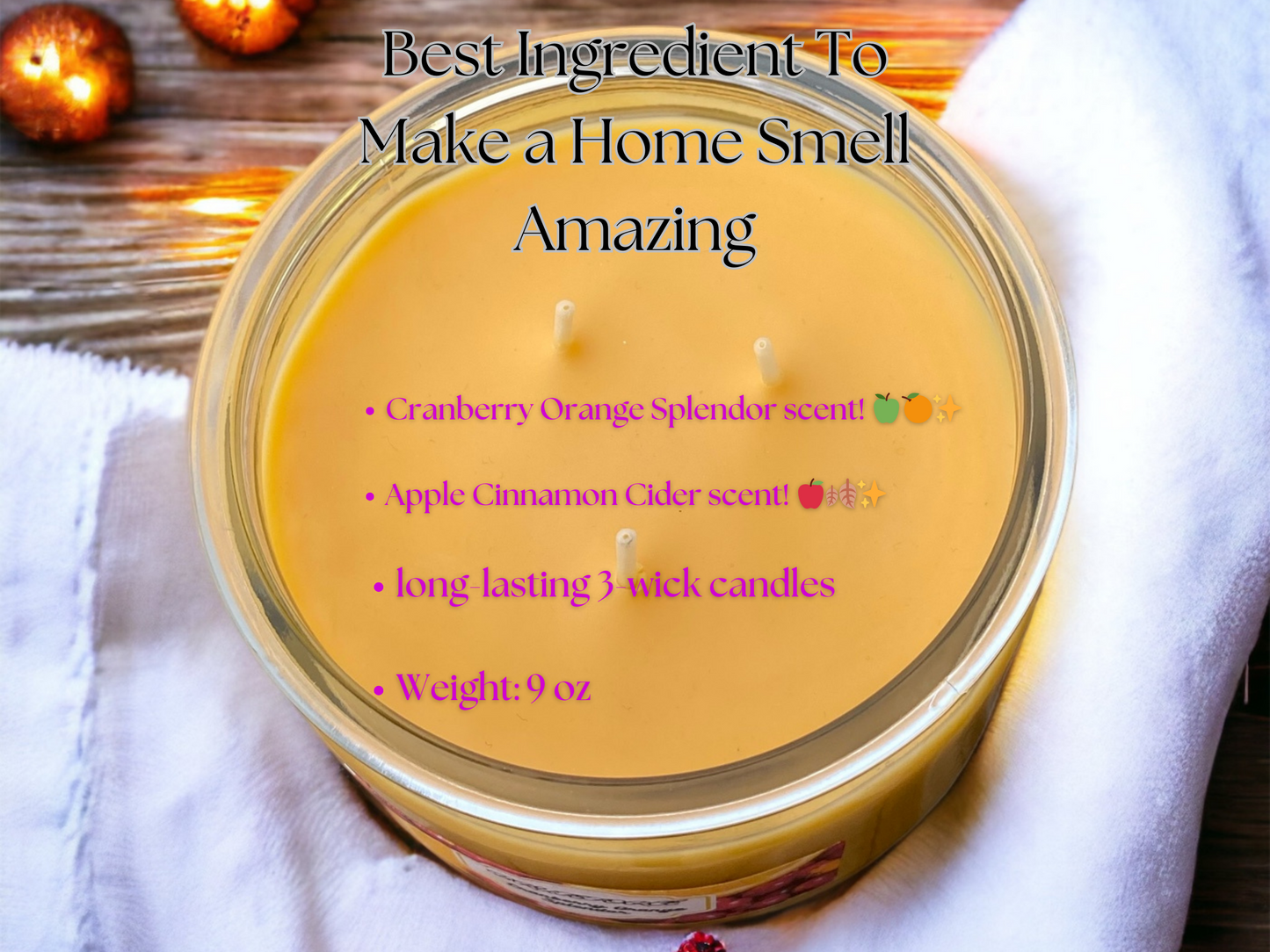 Scented Candle | Seasonal Candle | Holiday Candle | Cranberry Orange and Apple Cinnamon Candle