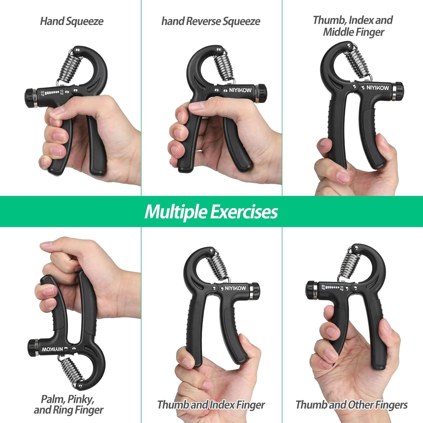 Grip Strength Trainer Adjustable Resistance 22-132Lbs (10-60Kg)