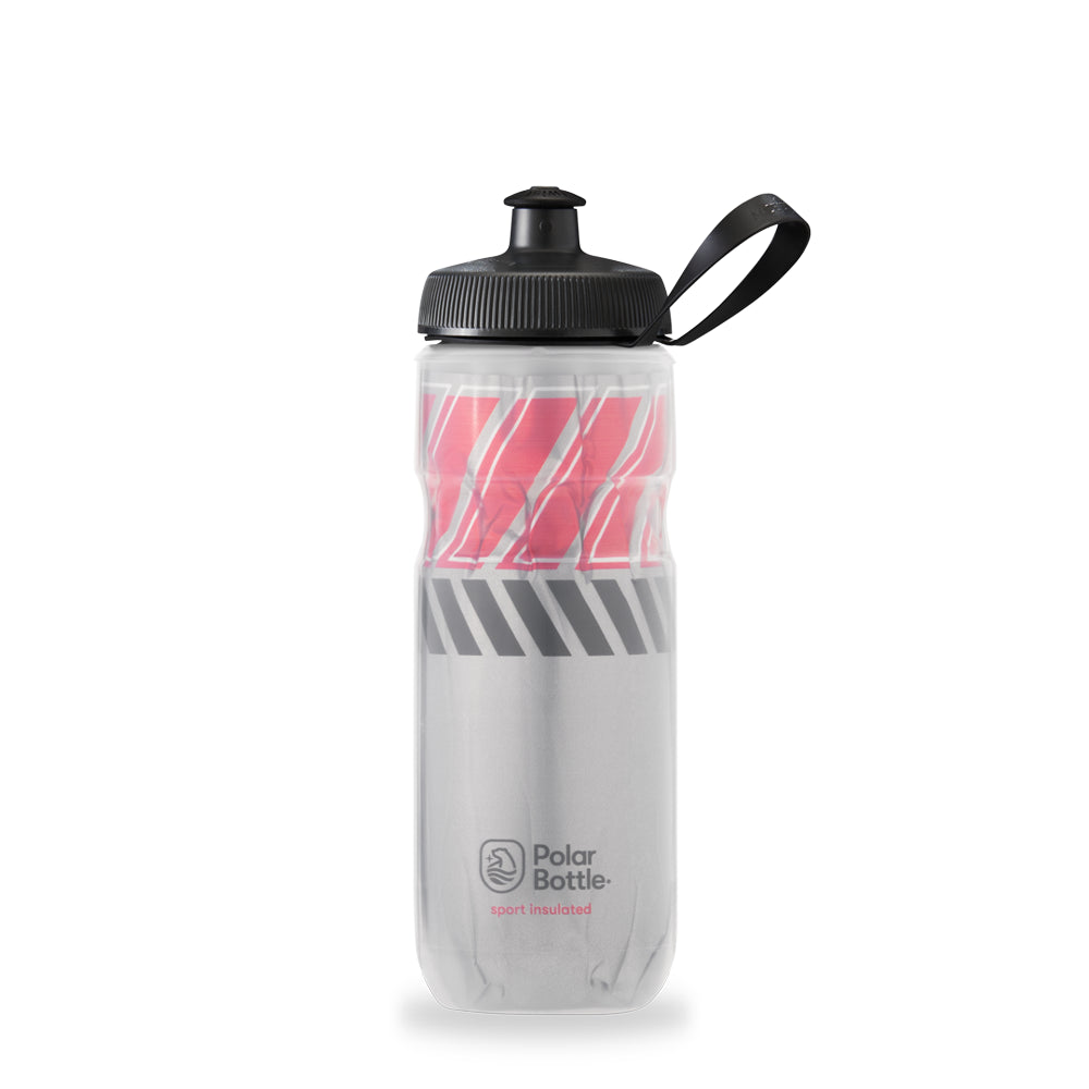 Silver/Red 20 Oz Sport Insulated Water Bottle