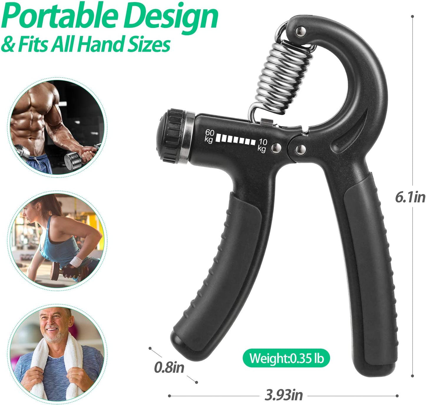 Grip Strength Trainer Adjustable Resistance 22-132Lbs (10-60Kg)