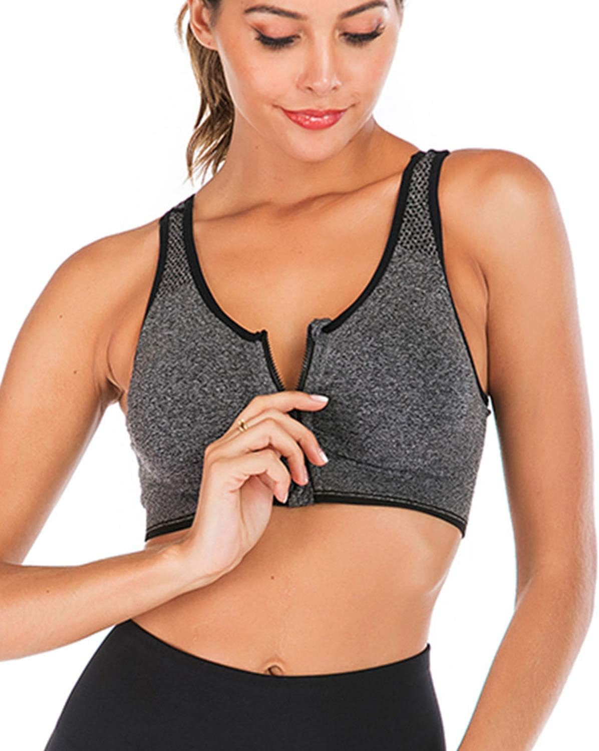 Zip Front Sports Bra Wireless