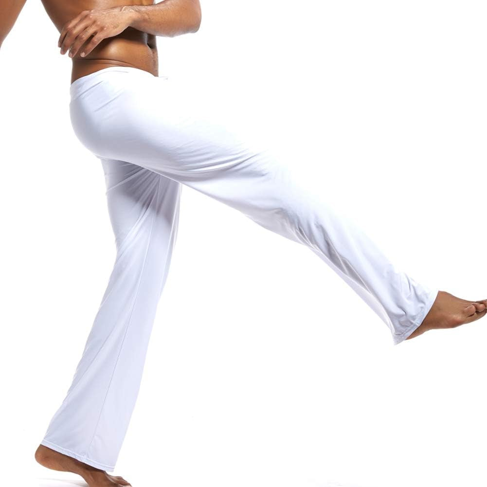 Men Soft Ice Silk Long Yoga Pants 