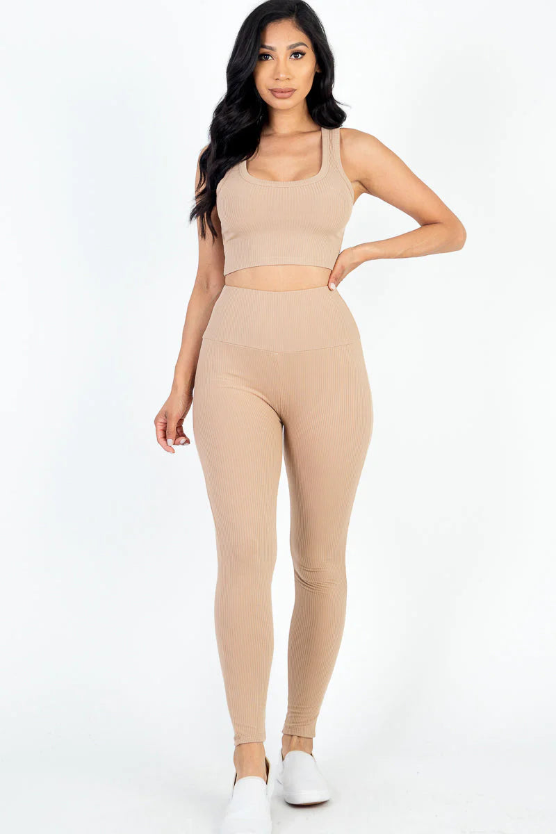 Ribbed Crop Top & Leggings Set