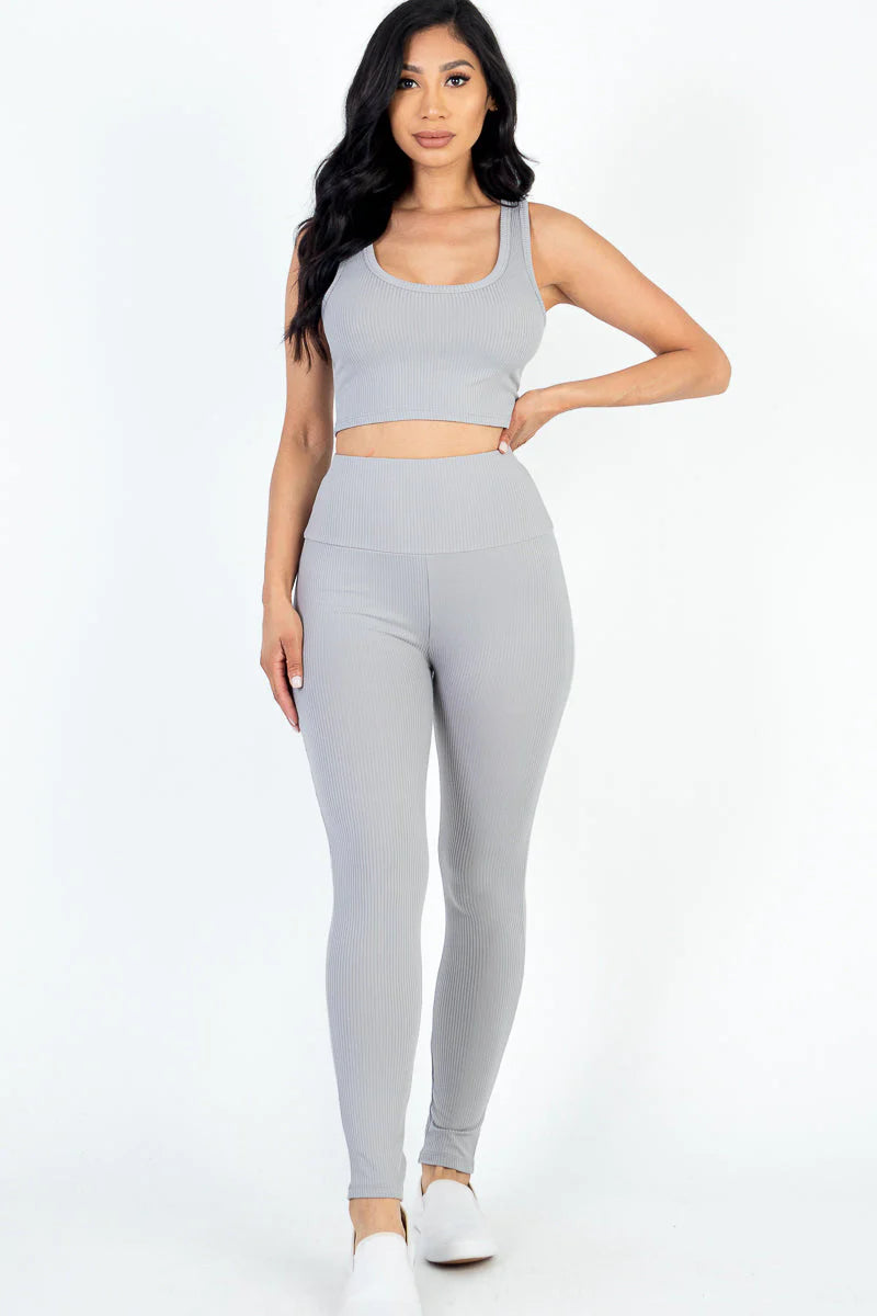 Ribbed Crop Top & Leggings Set