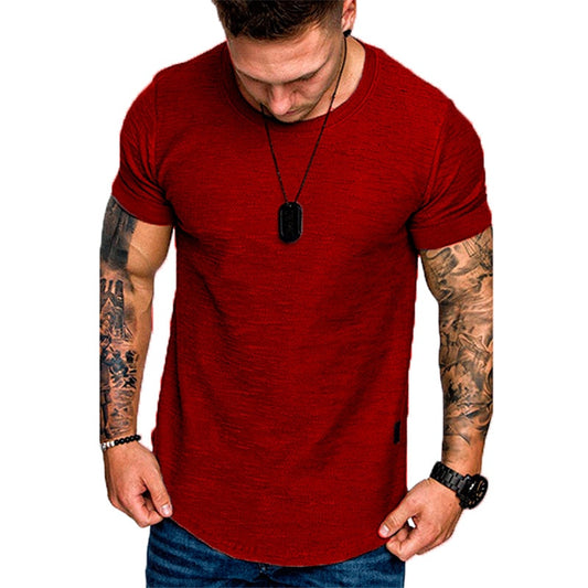 Casual Fashion Solid O Neck Bodybuilding T-Shirt 