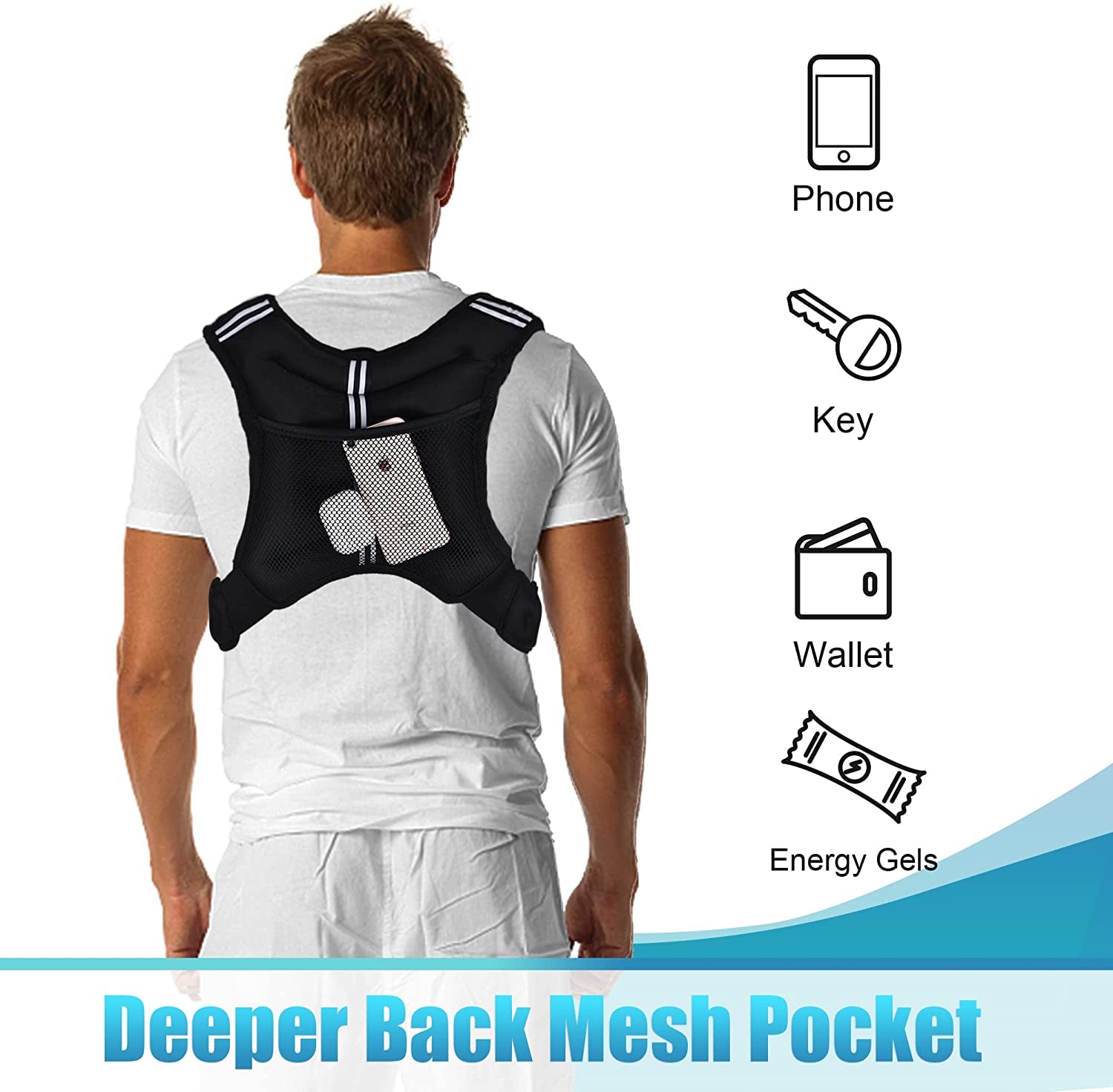 Weighted Vest with Ankle/Wrist Weights 6Lbs-30Lbs Body Weight Vest with Reflective Stripe