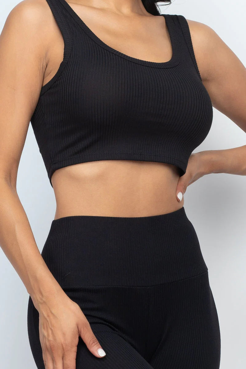 Ribbed Crop Top & Leggings Set