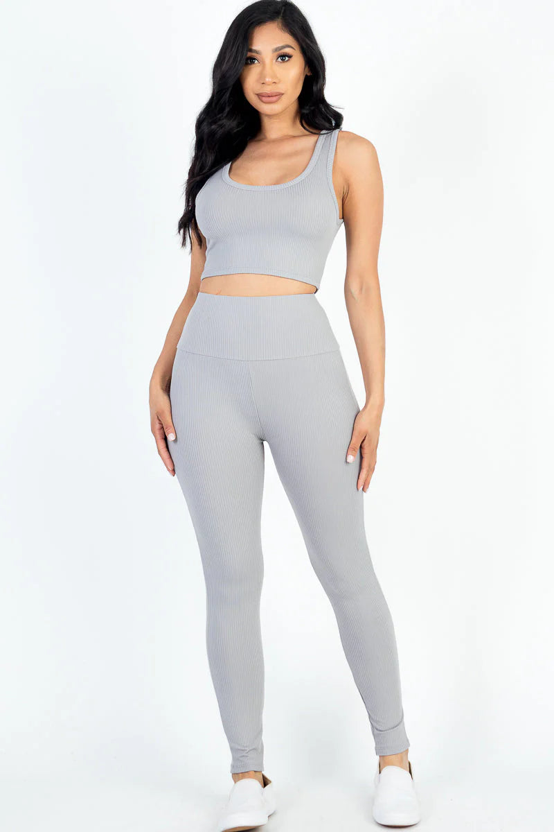 Ribbed Crop Top & Leggings Set