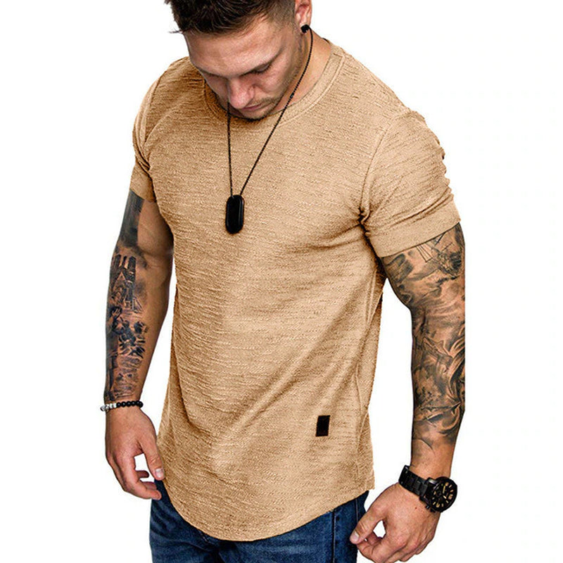 Casual Fashion Solid O Neck Bodybuilding T-Shirt 