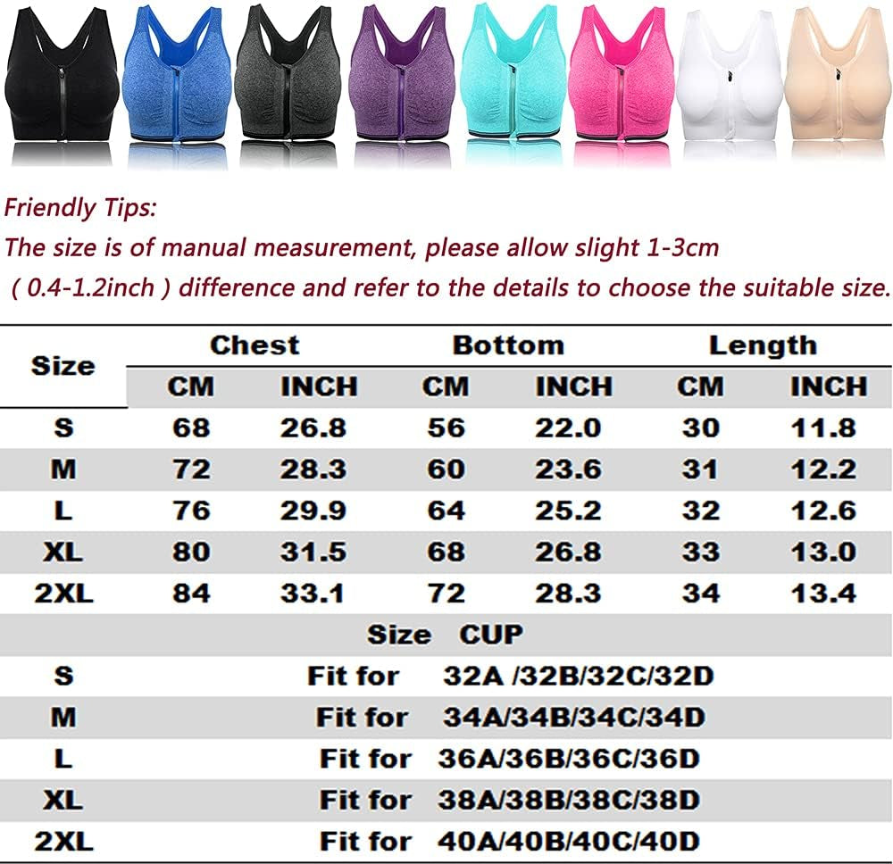 Zip Front Sports Bra Wireless 