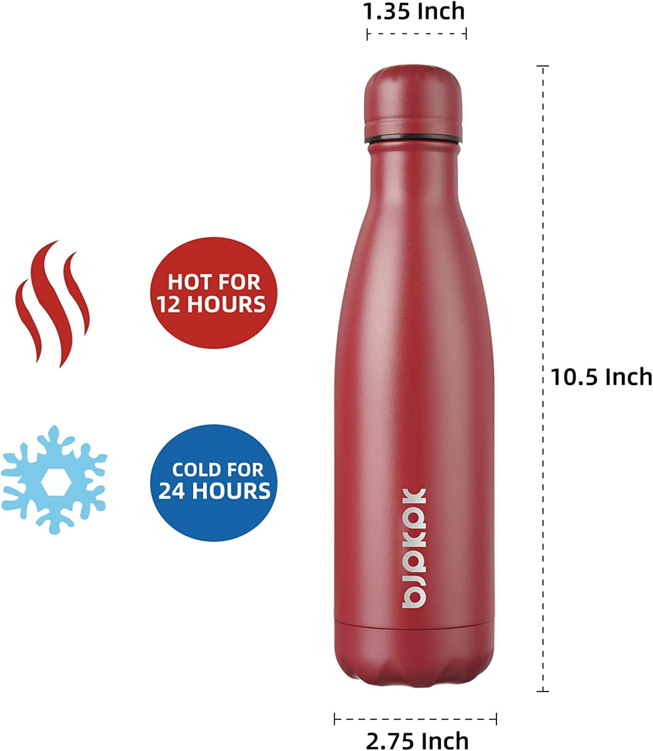 Brick Red Insulated Stainless Steel Water Bottle