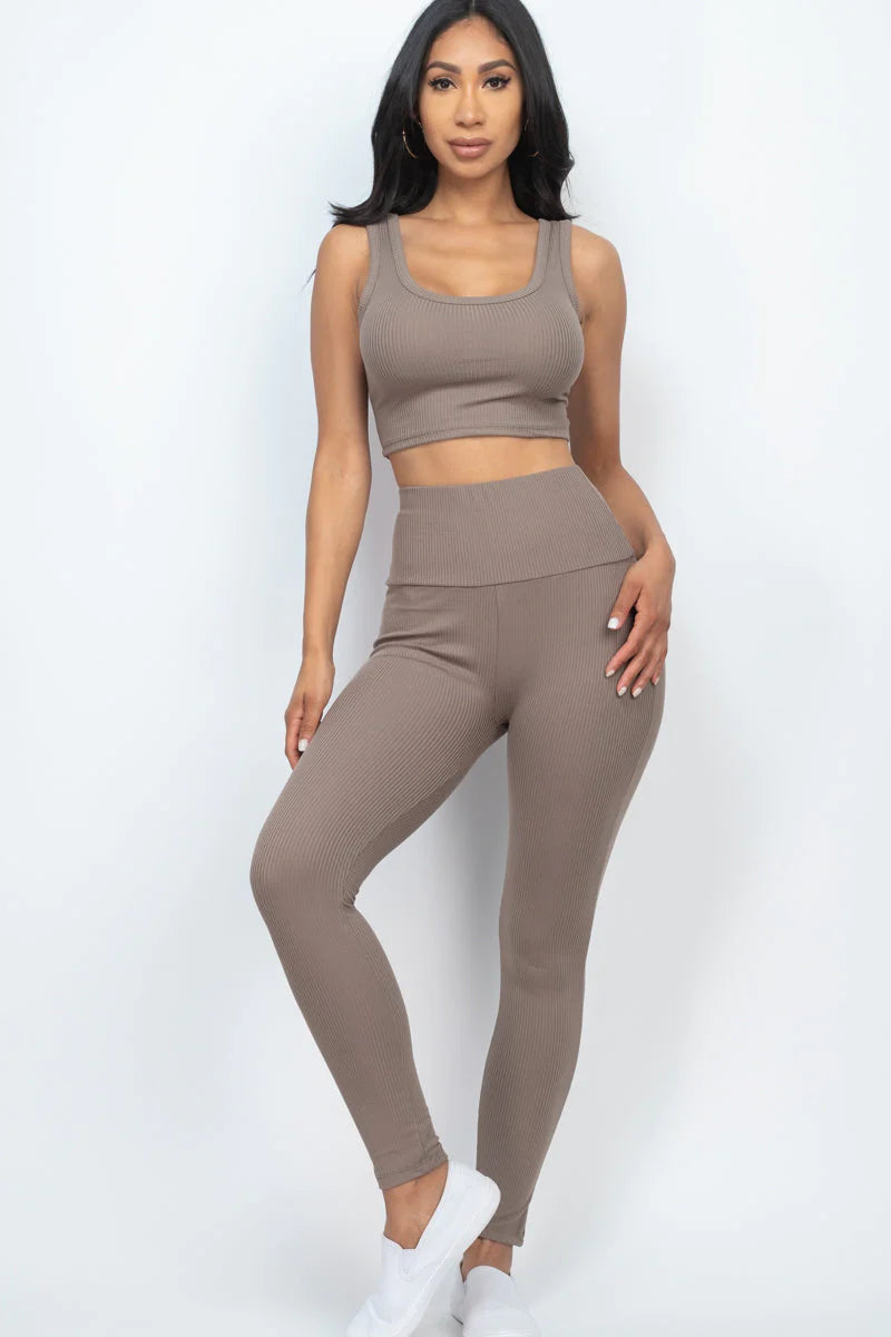 Ribbed Crop Top & Leggings Set